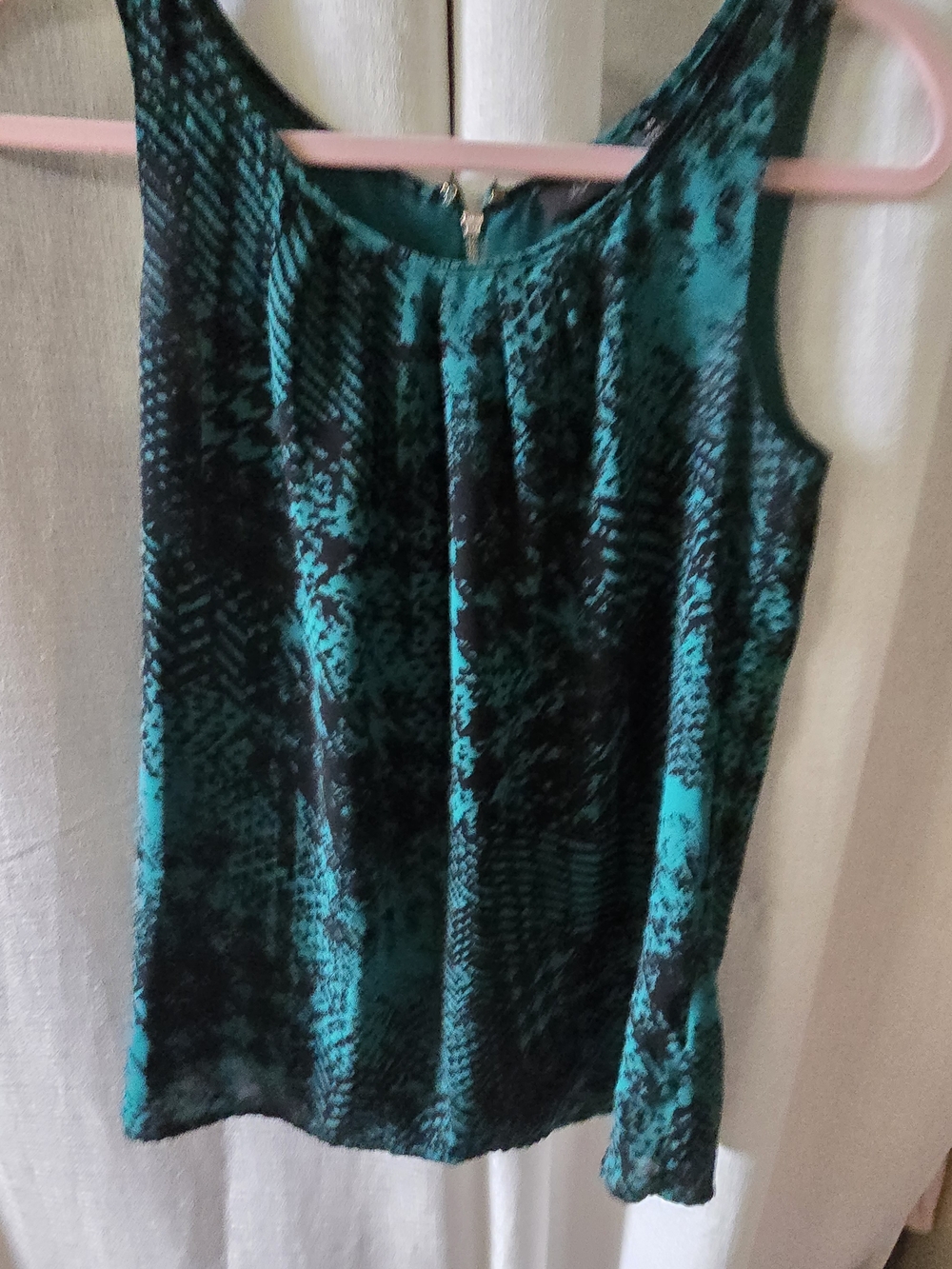 Apt. 9 Teal and Black Printed Sleeveless Tank Top